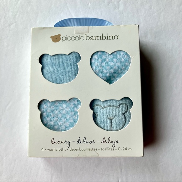 Piccolo Bambino Washcloths Gift box (4) - Blue - Picture 1 of 2